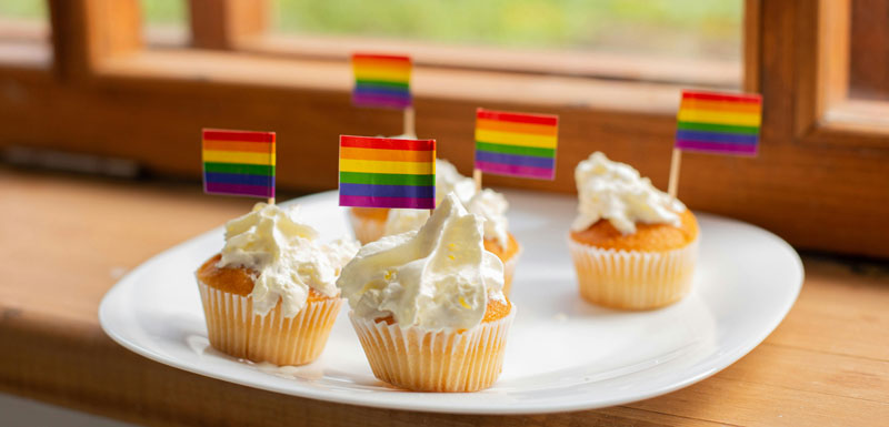cupcakes with rainbow flag