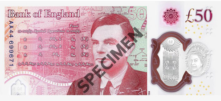 Alan turing on £50 bank note