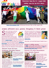 PinkUk's August's Newsletter; Armed officers will patrol Brighton & Hove pride